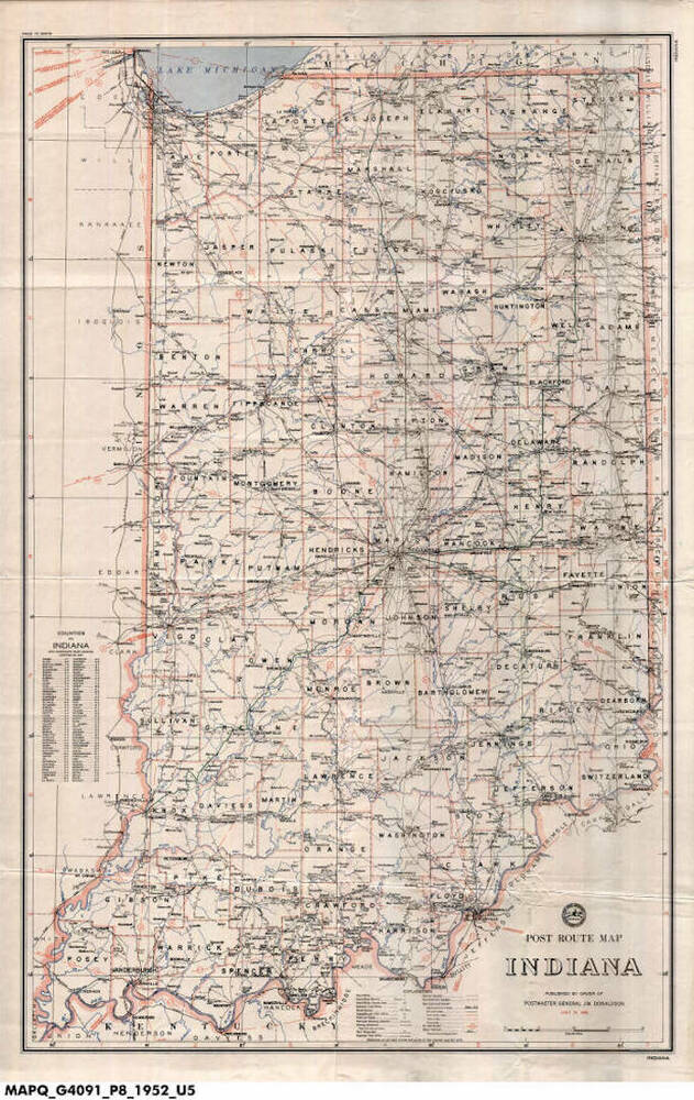 Post Route Map, Indiana